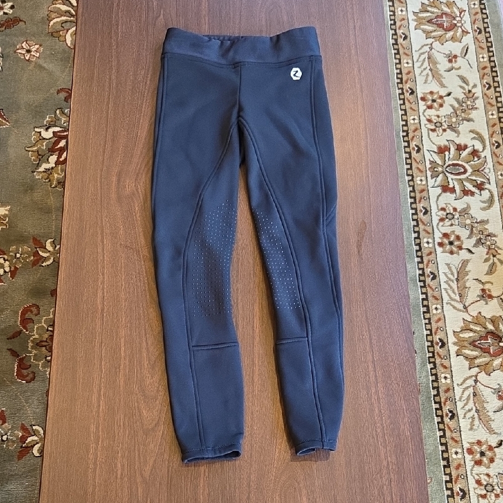 Horze Kids Fleece Lined Silicone Knee Patch Riding Tights Breeches Size JR L